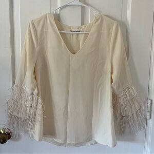 Ivory Blouse with Feather Sleeves